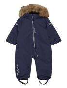 Toddler Padded Jumpsuit With Fur Mint 74 Navy ISBJÖRN Of Sweden