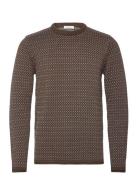 Jacquard Crew Neck Knit - Regenerat Brown Knowledge Cotton Apparel