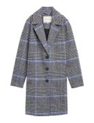 Long Check Coat Navy Tom Tailor