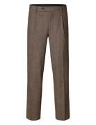 Slh196-Straight Alberto Wool Pant Brown Selected Homme