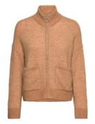 Slfsia Ras Ls Knit Zipper Cardigan Noos Beige Selected Femme