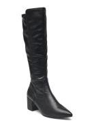 Biadevived Stretch Knee High Boot Smooth Faux Leather Black Bianco