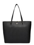 Crosshatch Leather Large Karly Tote Black Lauren Ralph Lauren