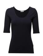 Cotton Stretch Scoop Neck Top Blue Filippa K