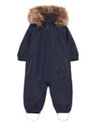 Coverall W. Fake Fur Navy Color Kids