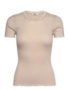 Rmwbea Lace Ss Top Beige RM By Rosemunde