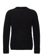 Round Neck Extra Dropped Shoulder Chenille Cable Sweater Black Scotch ...