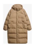 Longline Hooded Puffer Jacket Beige Superdry