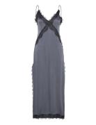 Afternoon Blue Gray Midi Dress Navy ALOHAS