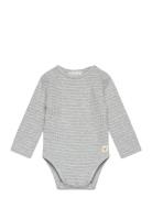 Striped Cotton Bodysuit Grey Mango