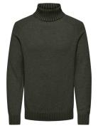 Onseddy Reg 7 Wool Roll Knit Khaki ONLY & SONS