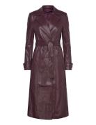 Vegan Leather Trench Coat Burgundy Bardot