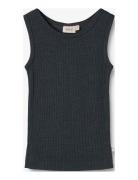 Wool Silk Singlet Iggy Navy Wheat