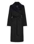 Wool Coat With Handmade Belt Black Mango