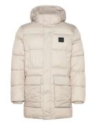 Long Hooded Quilt Puffer Mw Beige Calvin Klein