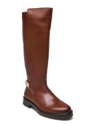 Th Logo Leather Long Boot Brown Tommy Hilfiger