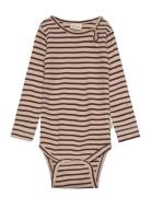 Body L/S Modal Striped Brown Petit Piao