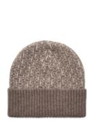 Monogram Fold Turn Up Beanie Brown Calvin Klein