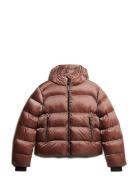 Hooded Luxe Sports Puffer Brown Superdry