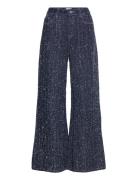 Thea Wide Leg Tweed Jeans Navy Fabienne Chapot