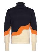 Wool Klemens 3 Colour Knit Navy Mads Nørgaard