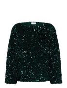 Vifaith Boat Neck L/S Sequin Top/Vol Green Vila