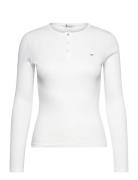 Tjw Slm Button Rib C-Neck Ls Ext White Tommy Jeans