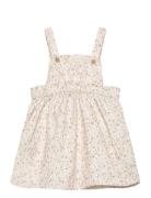 Floral Cotton Pinafore Dress Beige Mango