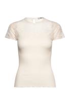 Rmwbea Lace Heartshape Ss Top Cream RM By Rosemunde