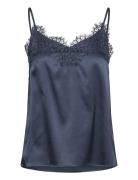 Silk Strap Top Navy Rosemunde