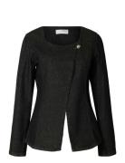 Slfcora U-Neck Fitted Denim Blazer Black Selected Femme