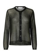 Slfsadie Metallic Ls Knit Cardigan Black Selected Femme