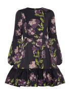 Jasmine Printed Ruffled Mini Dress Black Malina