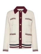 Contrast Cable Knit Cardigan White GANT