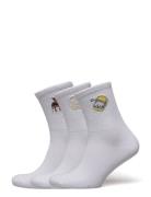 3-Pack Embroidered Socks White Monki