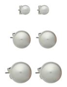 3-Pack Pearl Earrings Silver Monki