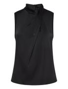 Turtleneck Draped Satin Blouse Black Mango