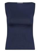 Boatneck Sleeveless Top Blue Weekday