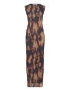 Mesh Printed Dress Brown Weekday