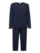 Bamboo Long Sleeve Pyjamas With Lac Navy Lady Avenue