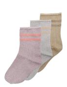 Kogsille Stripe Glitter Socks 3-Pack Acc Pink Kids Only