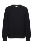 Cotton Micro Textured C-Neck Black GANT