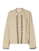 Slfjilli Ls Knit Detail Cardigan Beige Selected Femme