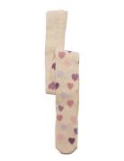 Tights Sg Cotton W Hearts Aop Beige Lindex