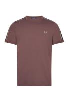 Contrast Tape Ringer Tee Brown Fred Perry