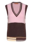 V Neckline Vest, 2283 Alpaca Stripe Pink STINE GOYA