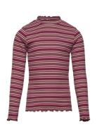 Top Rib Turtleneck Stripe Burgundy Lindex