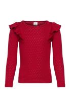 Top L S Frill Detail Pointelle Red Lindex