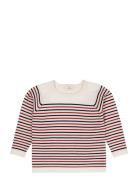 Merino Lt. Knitted Striped Blouse Red Copenhagen Colors