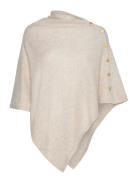 Poncho Gold Buttons Beige Davida Cashmere